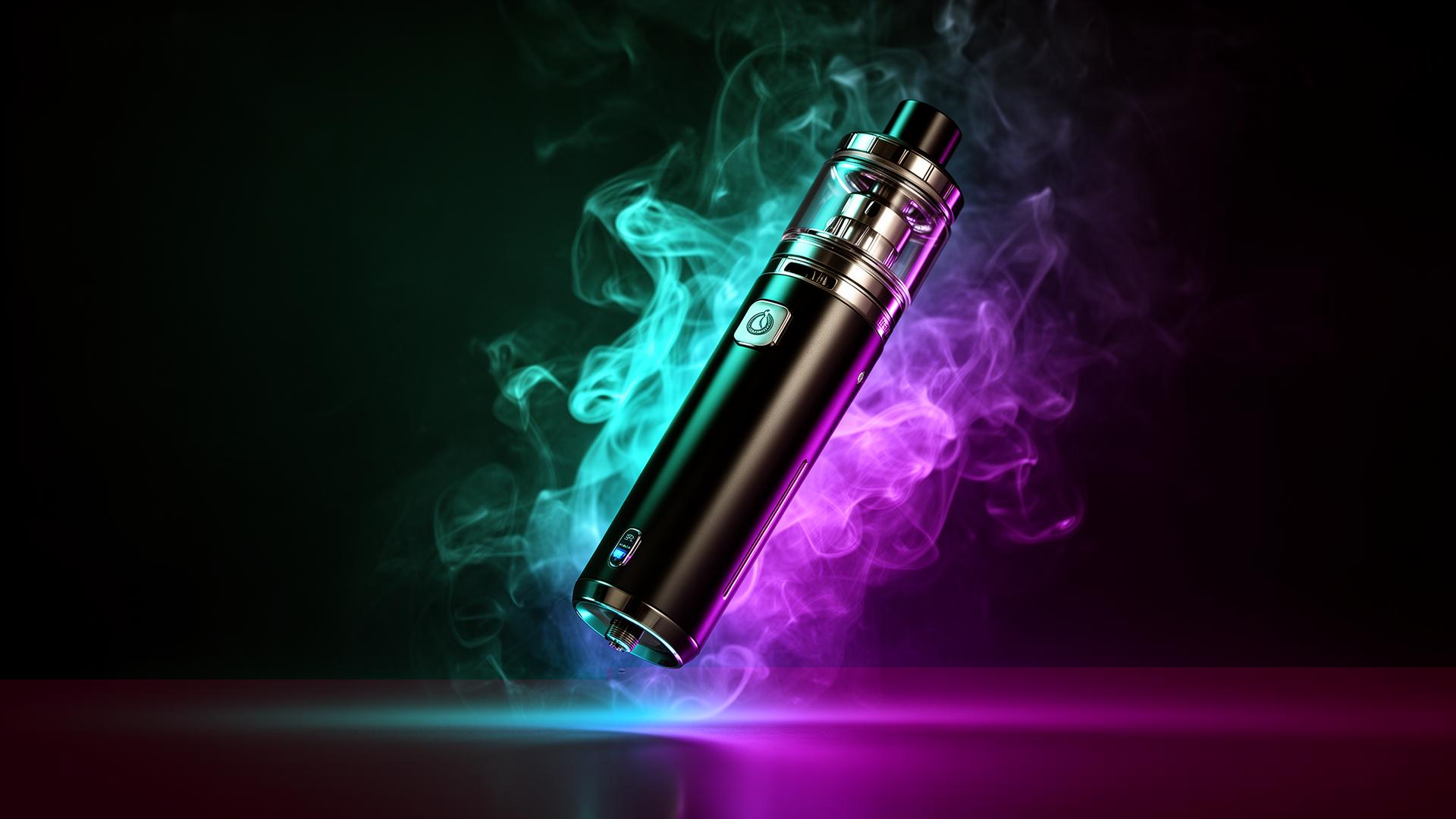 Premium disposable vape device with neon vapor